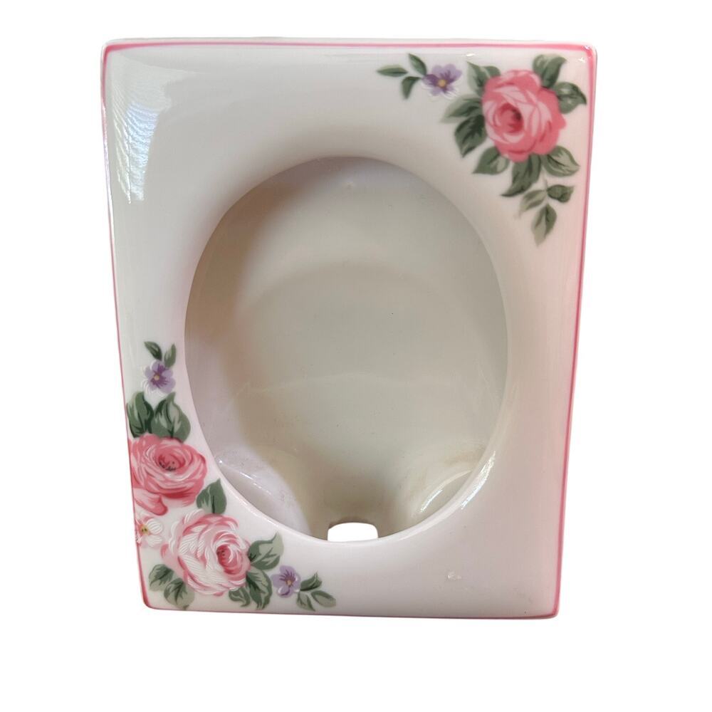 Vintage Takahashi White Floral Japan Porcelain Drop-In Photo Frame